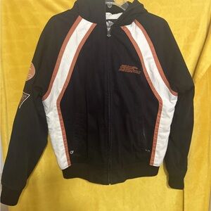 Harley-Davidson Black Bomber Jacket with White and Orange Details